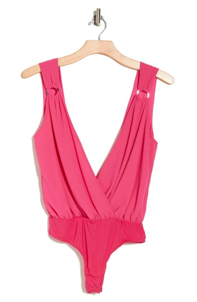 Vici Collection Farida Drape Bodysuit In Hot Pink