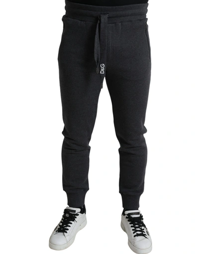 Dolce & Gabbana Melange Grey Cotton Jogger Sweatpants Pants In Gray