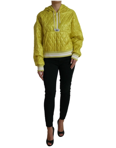 Dolce & Gabbana Yellow Nylon Quilted Hooded Pullover Jacket