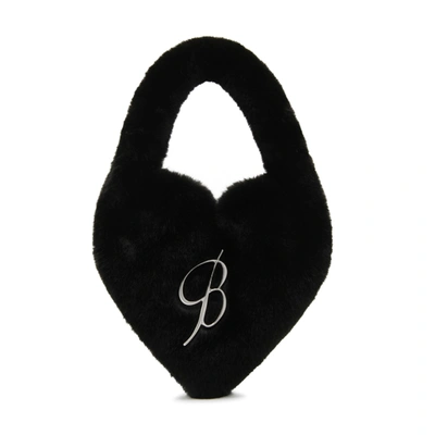 Blumarine Black Faux Fur Heart Shape Tote Bag