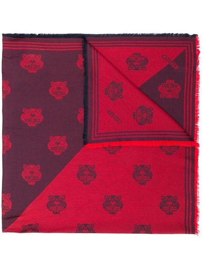 Kenzo Tiger Print Scarf - Red