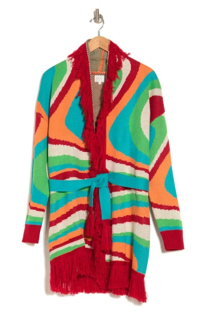 Vici Collection Let The Good Things Roll Cardigan In Red/ Green/ Blue Multi