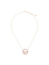 Fendi Pink And Gold Metallic Ff Logo Pendant Necklace