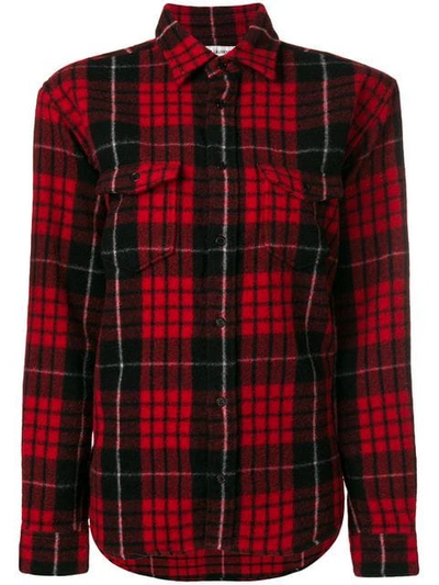 Saint Laurent Red And Black Brushed Flannel Shirt