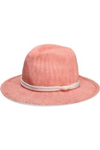 Maje Woman Braid-embellished Woven Straw Sunhat Pink