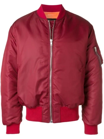 Calvin Klein 205w39nyc Embroidered Padded Bomber Jacket In Red