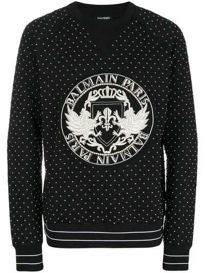 Balmain Logo Medallion Sweatshirt - Black