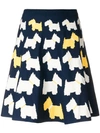 Boutique Moschino Dog Pattern A-line Skirt - Blue