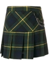 Boutique Moschino Plaid Pleated Skirt In Green
