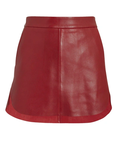 Michelle Mason Baseball Hem Red Leather Mini Skirt