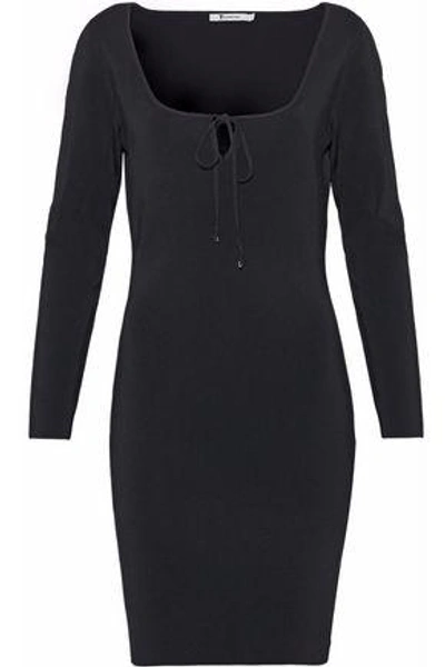 Alexander Wang T T By Alexander Wang Woman Bow-detailed Stretch-knit Mini Dress Black