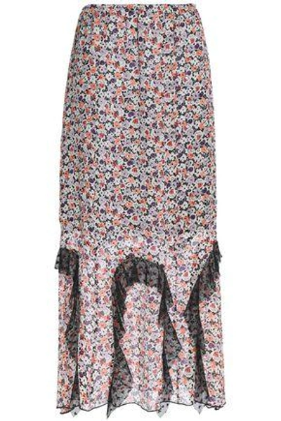 Anna Sui Woman Lace-trimmed Floral-print Silk-georgette Maxi Dress Ivory