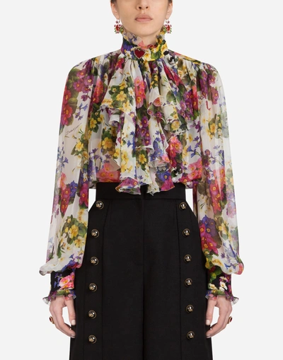 Dolce & Gabbana Printed Silk Shirt In Floral Print