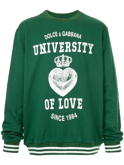 Dolce & Gabbana Printed Cotton Sweatshirt In Green