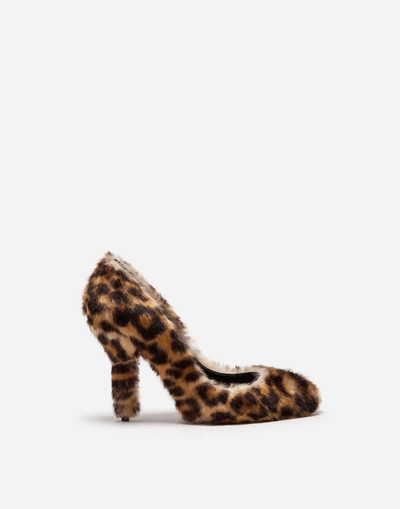 Dolce & Gabbana Pumps In Leopard Faux Fur In Leopard Print