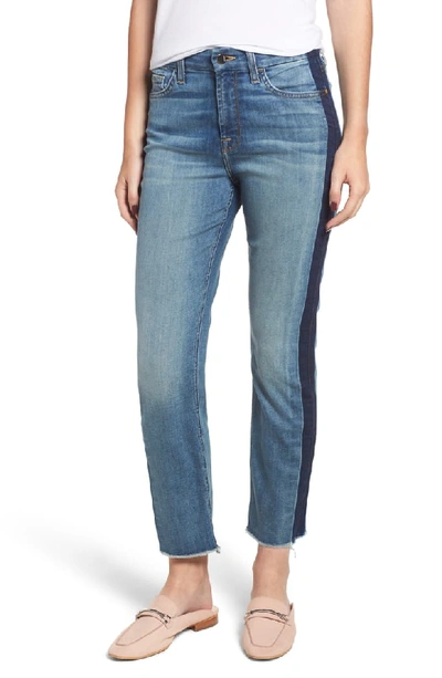 Jen7 By 7 For All Mankind Straight-leg Crop Jeans W/ Shadow Seams In Blue