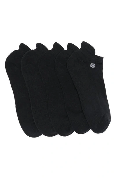 Z By Zella 5-pack Back Tab Athletic Ankle Socks In Black