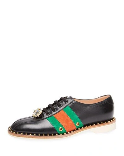 Gucci Leather Lace-up Bowling Shoe Sneakers In Black