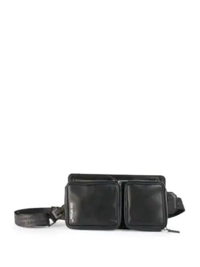 Off-white Logo Leather Belt Bag In Black White