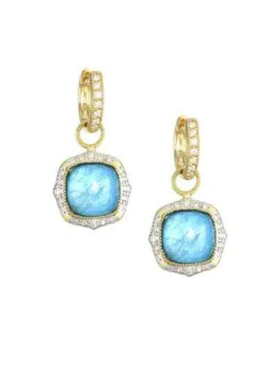 Jude Frances Light Apatite, Mother-of-pearl, Clear Quartz Triplet, Diamond & 18k Yellow Gold Earring Charms