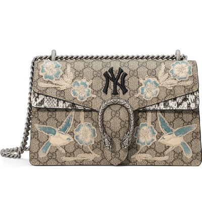 Gucci Medium Dionysus Gg Supreme & Genuine Snakeskin Shoulder Bag In Beige Ebony/ Roccia Multi