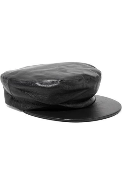 Clyde Action Leather Cap In Black