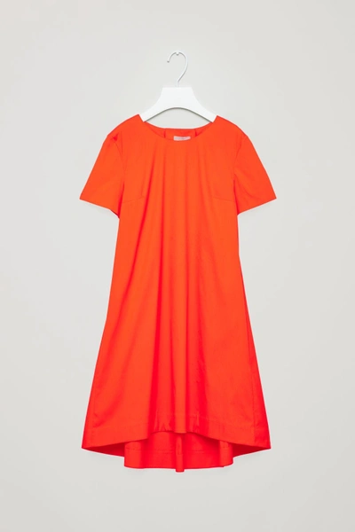 Cos A-line Short-sleeved Cotton Dress In Orange