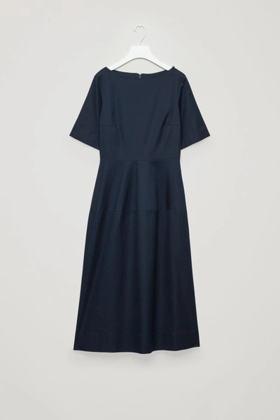 Cos Waisted Short-sleeve Dress In Blue