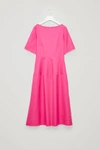 Cos Waisted Short-sleeve Dress In Pink