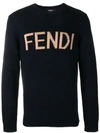 Fendi Logo Knit Sweater In Blue