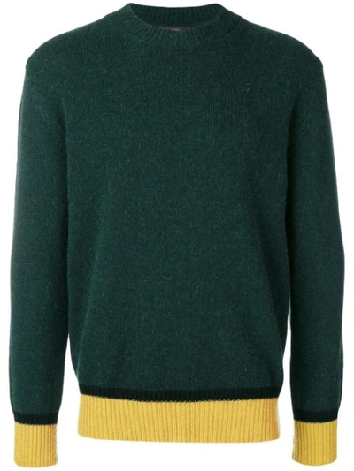 The Gigi Contrast-trim Alpaca And Wool-blend Sweater In Green