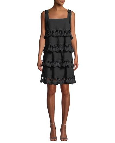 Mestiza New York Palma Tiered Tassel Mini Dress In Black
