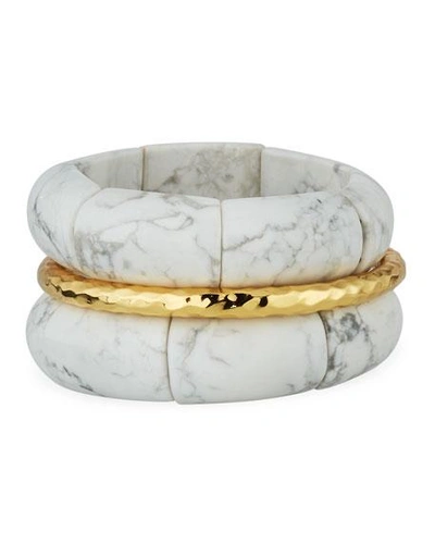 Nest Jewelry Howlite & Golden Bracelets, Set Of 3 In Black