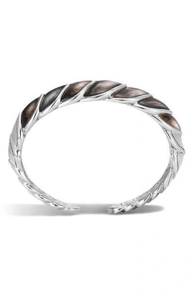 John Hardy Sterling Silver Legends Naga Mother-of-pearl Medium Flex Cuff In Silver/ Grey Mother Of Pearl