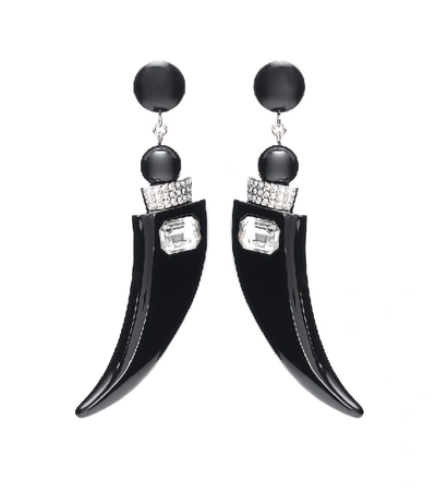 Saint Laurent Eighties Embellished Drop Earrings In Black
