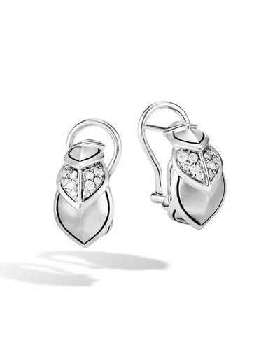 John Hardy Sterling Silver Legends Naga Pave Diamond Buddha Belly Earrings In White/silver