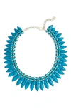 Kendra Scott Lazarus Spiked Statement Necklace In Teal Mrbld Acrylic/ Gold