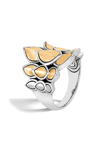 John Hardy Sterling Silver & 18k Bonded Gold Legends Naga Small Brushed Saddle Ring In Silver/ Gold