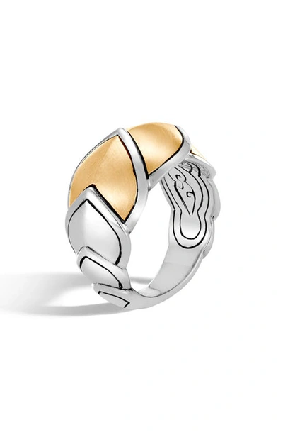 John Hardy Sterling Silver & 18k Bonded Gold Legends Naga Brushed Medium Ring In Gold/silver