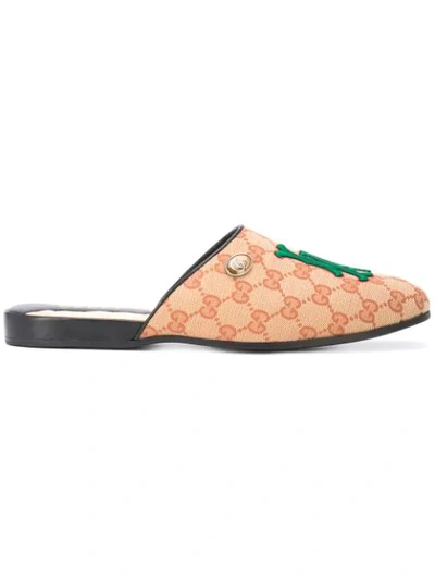 Gucci Original Gg Slipper With La Angels&trade; Patch In Brown