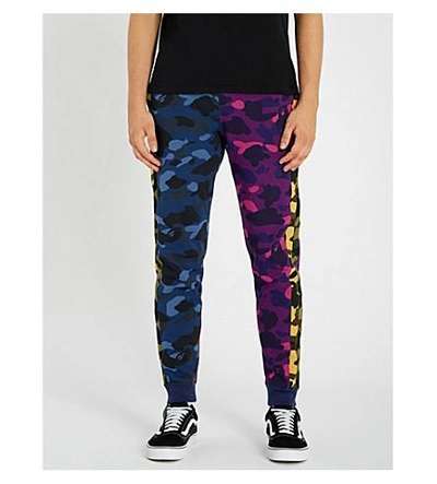 A Bathing Ape Camouflage Crazy Cotton-jersey Jogging Bottoms In Multi