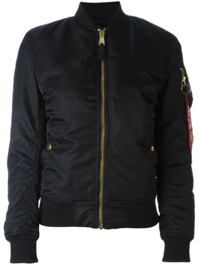 Alpha Industries Slim Fit Nylon Cropped Bomber Jacket, Black