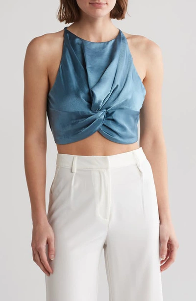 Vici Collection Elenora Front Twist Crop Top In Blue