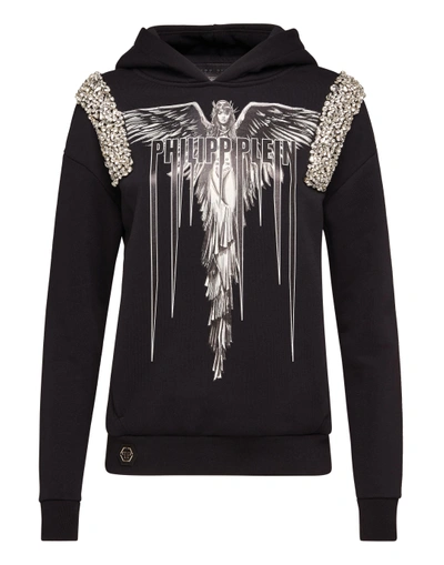 Philipp Plein Hoodie Sweatshirt Angel In Black