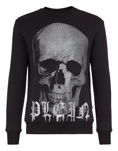 Philipp Plein Hoodie Sweatshirt Skull In Black/silver