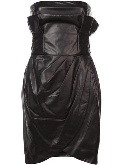 Versace Strapless Leather Mini Dress In A1008