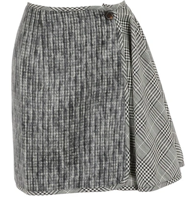 Aalto Short Skirt With Ruffles In Black White Check