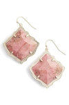 Kendra Scott Kirsten Drop Earrings In Yellow Gold Plate In Pink Rhodonite/ Gold