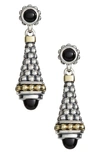 Lagos Signature Caviar Stone Cap Drop Earrings In Silver/ Black Onyx
