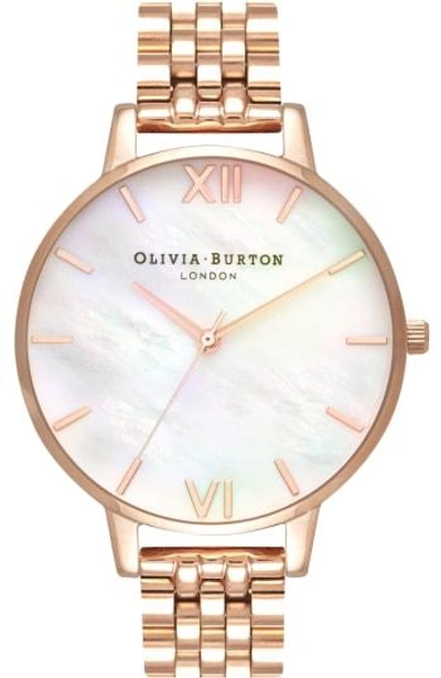 Olivia Burton Bracelet Watch, 38mm In Rose Gold/ Mop/ Rose Gold
